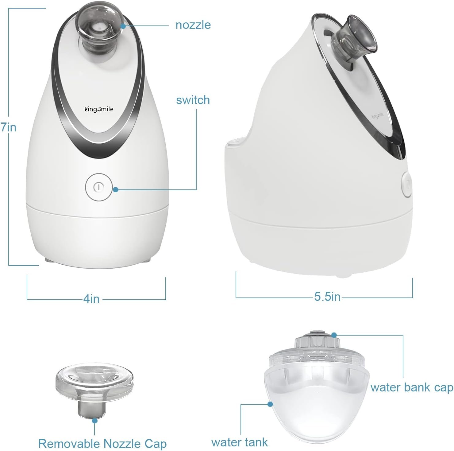Kingsmile Facial Steamer for Face, 3 in 1 Face Steamer for Facial Deep Cleaning, Compact Nano Steamer - Aromatherapy, Adjustable Nozzle Warm Steam for Home SPA, Face Steamer for Sinuses with Hairband - Image 9