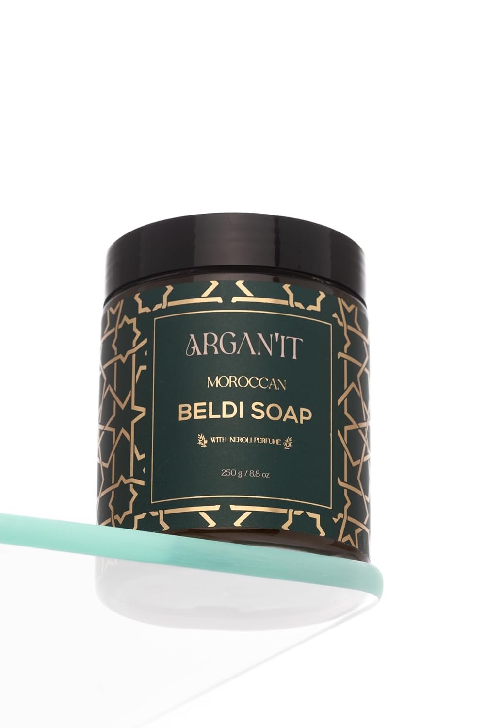 Moroccan Natural Black Soap with Neroli, 100% Natural Artisan Beldi Soap Exfoliating Body Scrub, Authentic Savon Noir Hammam Ritual, Traditional Moroccan Black Soap Purifying Cleanser, 250g (8.8 oz)