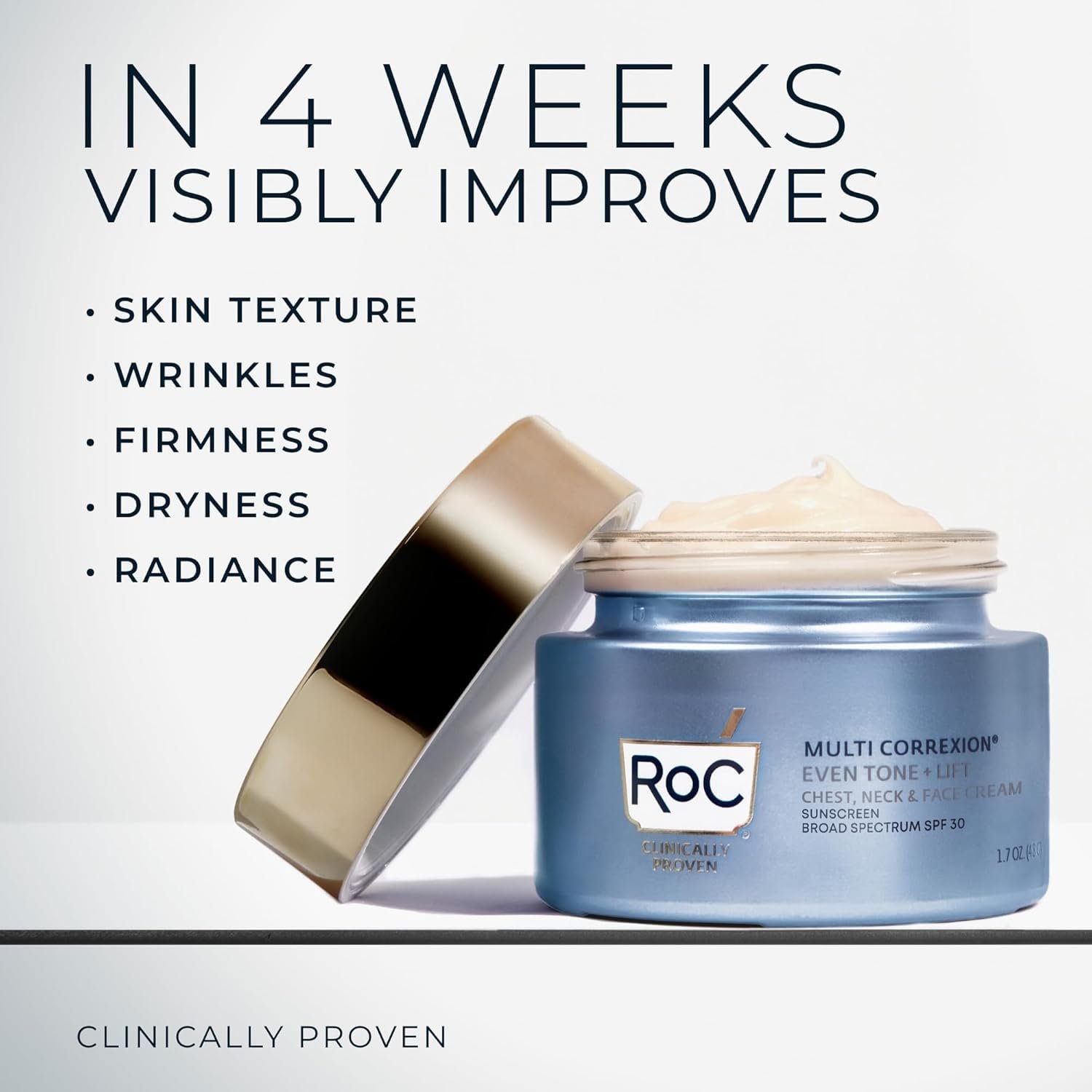RoC Multi Correxion 5 in 1 Chest Neck Face Moisturizer Face Cream with SPF 30 for Visible Wrinkle and Neck Firming and Tightening, Oil Free Skin Care, 1.7 oz (Packaging May Vary) - Image 7