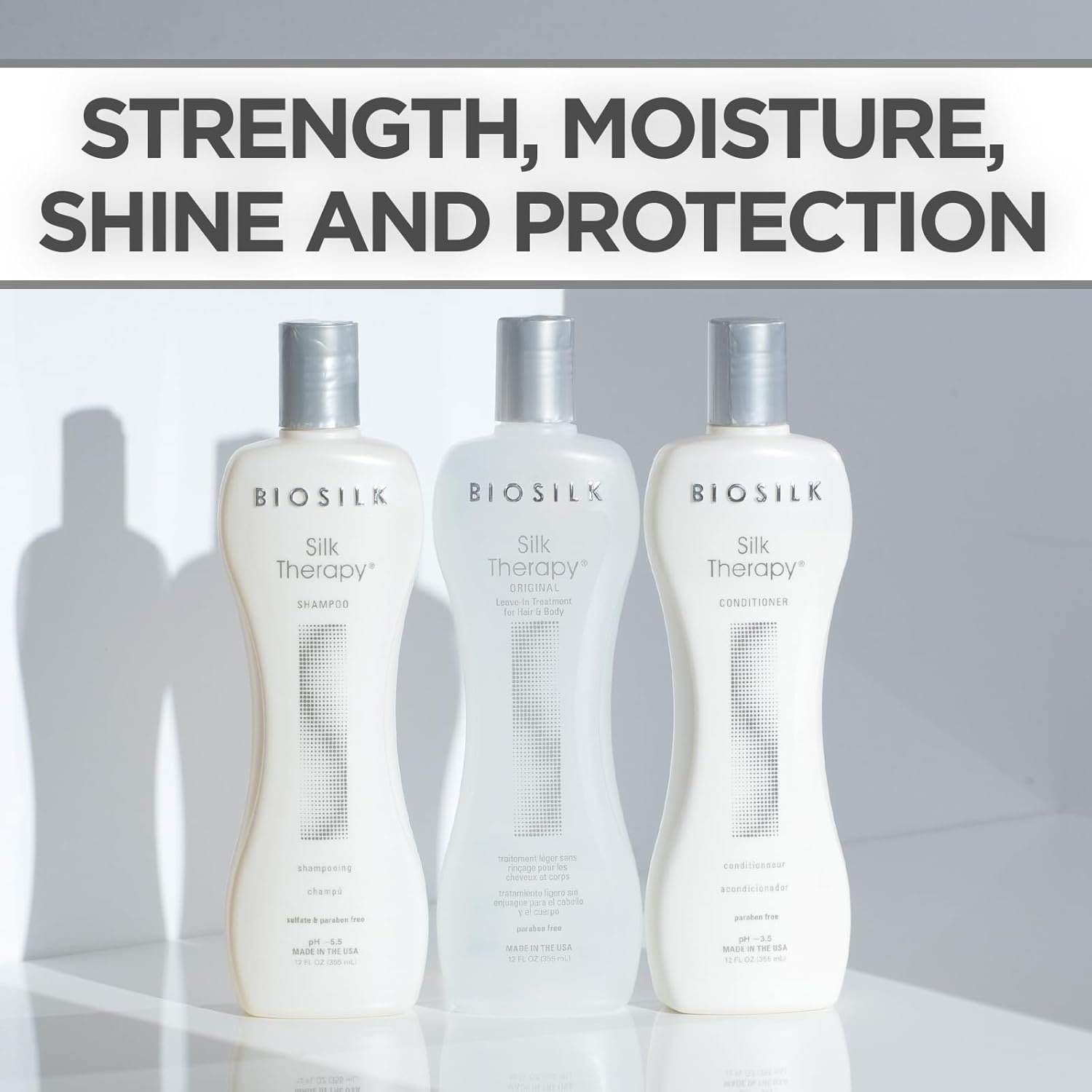 BioSilk 3-Piece Silk Therapy Kit, Shampoo, Conditioner & Serum for Healthy, Shiny, Manageable Hair, Sulfate-Free, Paraben-Free, Cruelty-Free, 12 Oz Haircare Set - Image 2