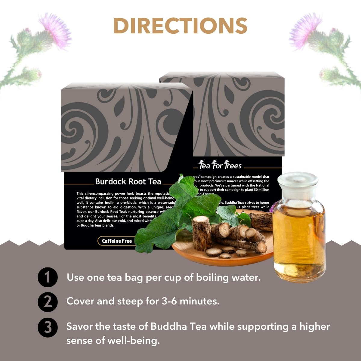 Buddha Teas - Burdock Root - Organic Herbal Tea - For Health & Wellbeing - With Antioxidants, Minerals & Vitamin C - Caffeine Free - 100% Kosher & Non-GMO - 18 Tea Bags (Pack of 1) - Image 5