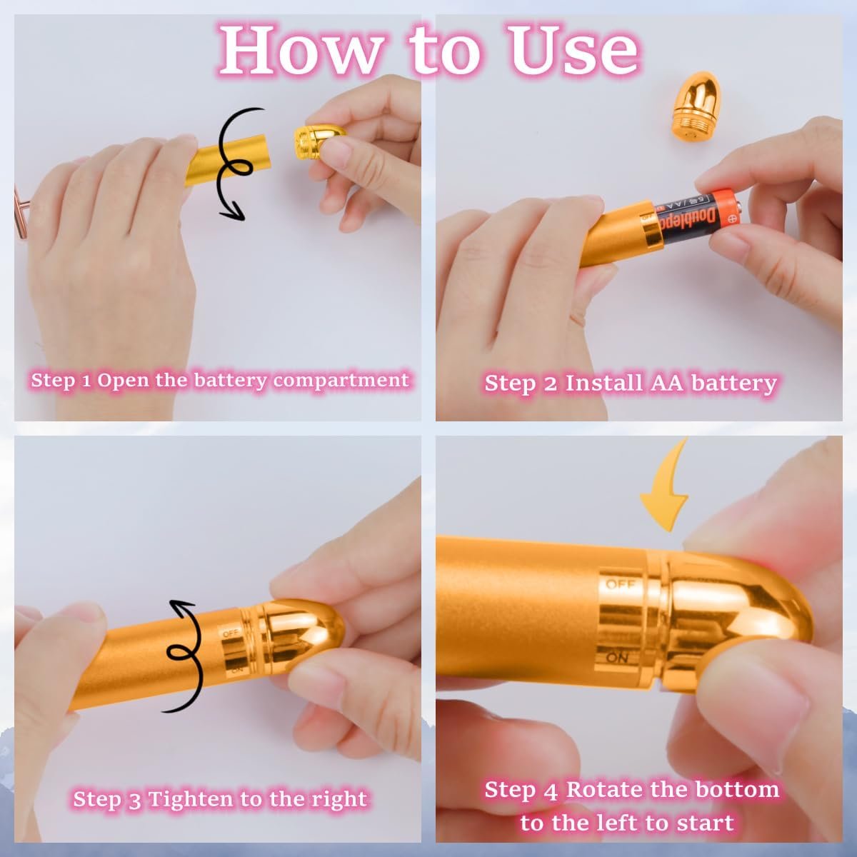 Beauty Bar 24k Gold Skin Care Face Massager Roller, 2 in 1 Electric 3D Roller and T Shape Energy Beauty Bar for Face Lift and Skin Tightening, Handheld Massagers - Image 2