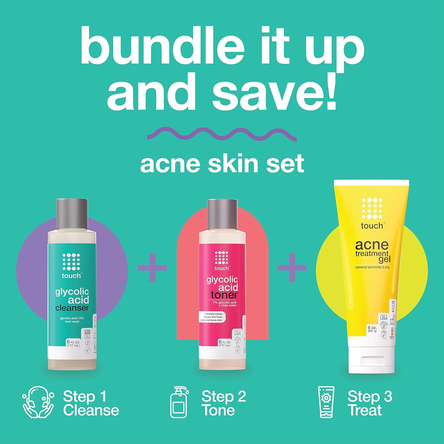 Touch Benzoyl Peroxide 2.5% Gel Cream For Acne - Pimples and Cystic Acne Spot & Daily Face and Back Medication for Adults & Teens – Goes on Clear Lightweight & Non-Drying - Large 8 oz. - Image 6