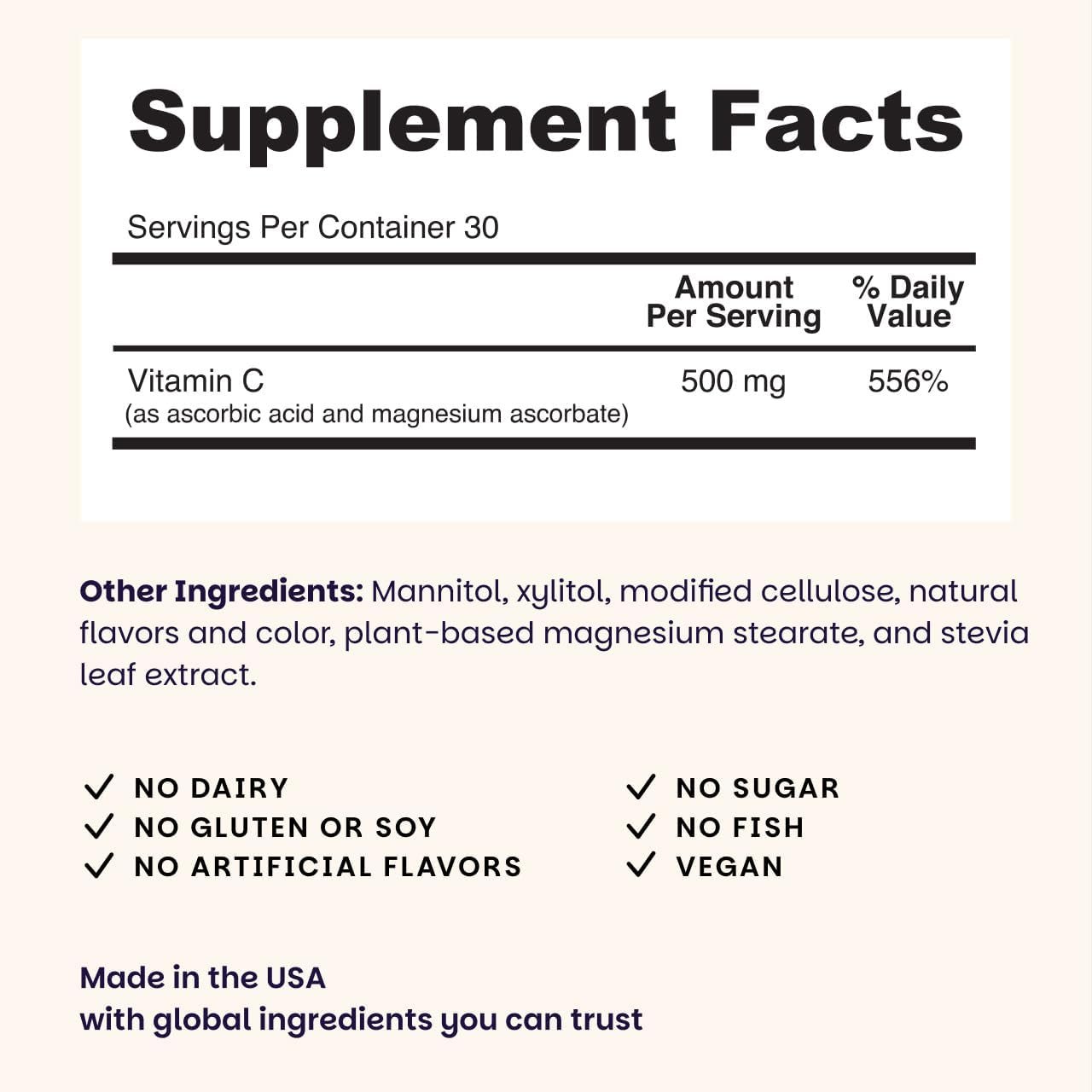 EZ Melts Vitamin C - Daily Vitamin for Antioxidant & Immune Support - No Artificial Flavors - Non-GMO & Sugar-Free - Orange Citrus - 60 Dissolvable Tablets (30 Servings) - Image 3