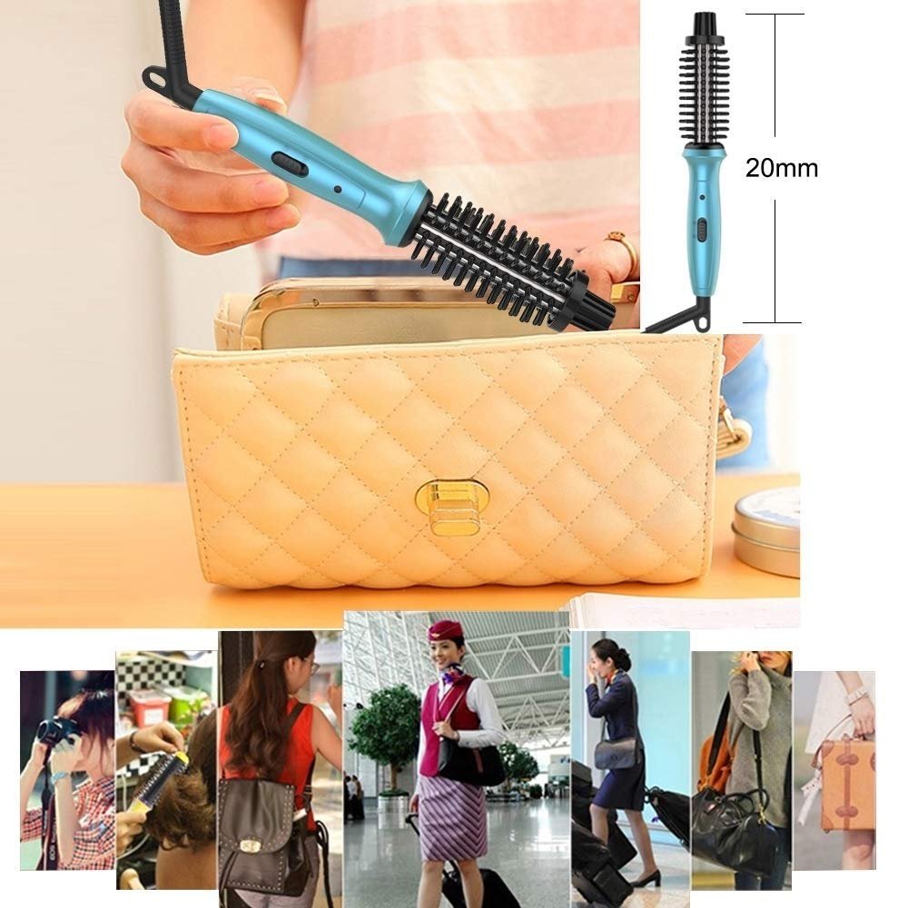 Mini Curling Iron PHOEBE 3/4 Inch Dual Voltage Ceramic Tourmaline Ionic Hot Curler Brush with Traveling Bag for Europe, Professional, Travel for Short Hair - Image 7