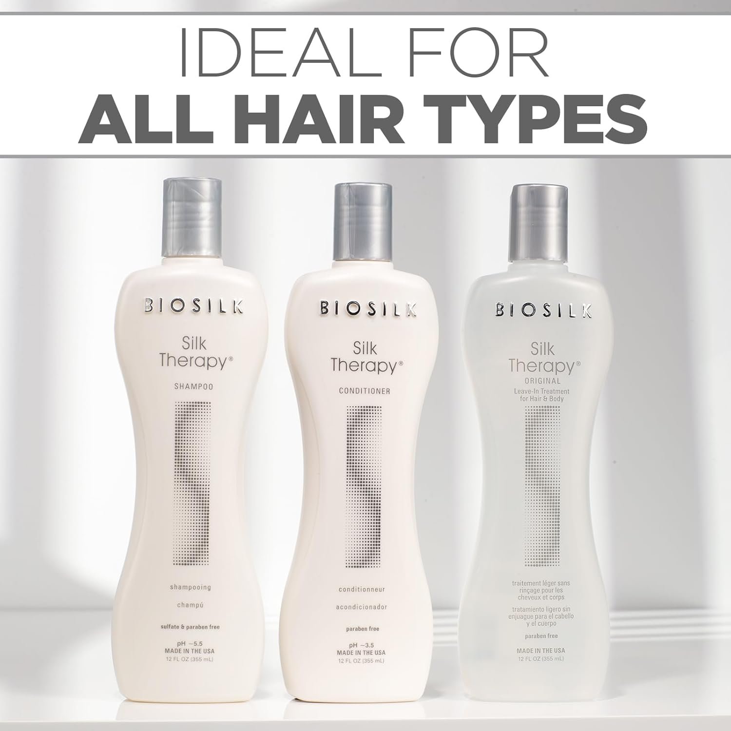 BioSilk 3-Piece Silk Therapy Kit, Shampoo, Conditioner & Serum for Healthy, Shiny, Manageable Hair, Sulfate-Free, Paraben-Free, Cruelty-Free, 12 Oz Haircare Set - Image 4