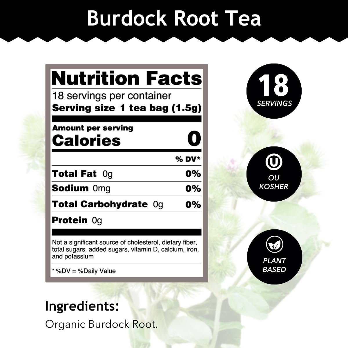 Buddha Teas - Burdock Root - Organic Herbal Tea - For Health & Wellbeing - With Antioxidants, Minerals & Vitamin C - Caffeine Free - 100% Kosher & Non-GMO - 18 Tea Bags (Pack of 1) - Image 2