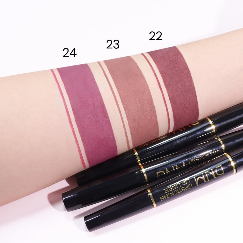evpct 1Pcs Light Plum Rose Matte Lip Liner and Lipstick Combo Set Kit for Women, Magic Neutral Lipsticks 24 Hours Original Lipstick and Lips Liner Pencil Stain Makeup Long Lasting Waterproof, 24# - Image 5