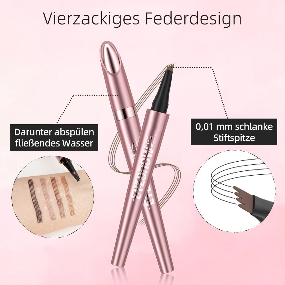 Microblading Eyebrow Pen, 2026 New Premium 4-Tip 3D Eyebrow Pencil, Waterproof Long-Lasting Fine Stroke Contouring Pen, Natural Makeup Effect for All Day (Dark Brown) - Image 3