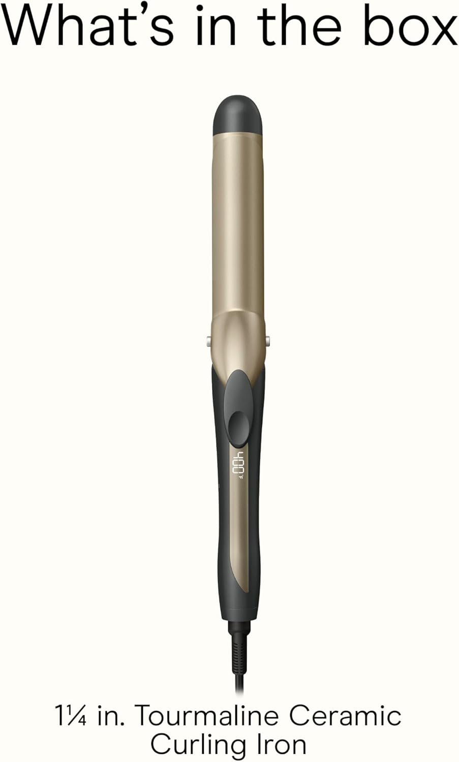 Conair INFINITIPRO Tourmaline Ceramic Curling Iron 1-1/4 inch Barrel with 5 Heat Settings up to 400°F and Digital Display, Lightweight Hair Styling Tool for Medium and Long Hair, Gray, CD1001L - Image 8