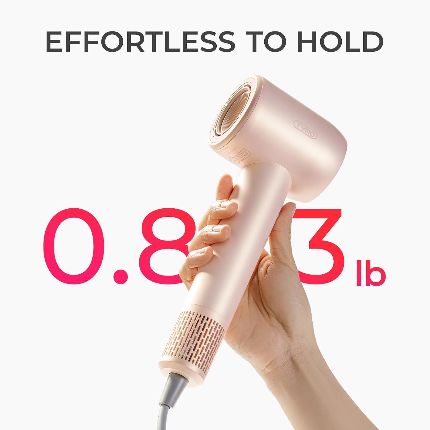 TYMO Ionic Hair Dryer for Women, High Speed Travel Blow Dryer for 5X Faster Drying & 0 Damage, Professional Portable Quiet Hairdryer with 400M Negative Ions, 4 Temps& 2 Speeds, 110,000 RPM, Gold Blush - Image 5