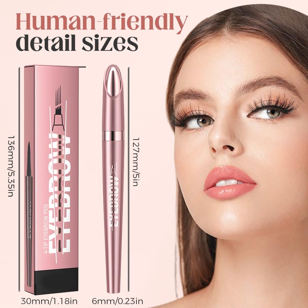 Microblading Eyebrow Pen, 2026 New Premium 4-Tip 3D Eyebrow Pencil, Waterproof Long-Lasting Fine Stroke Contouring Pen, Natural Makeup Effect for All Day (Dark Brown) - Image 6