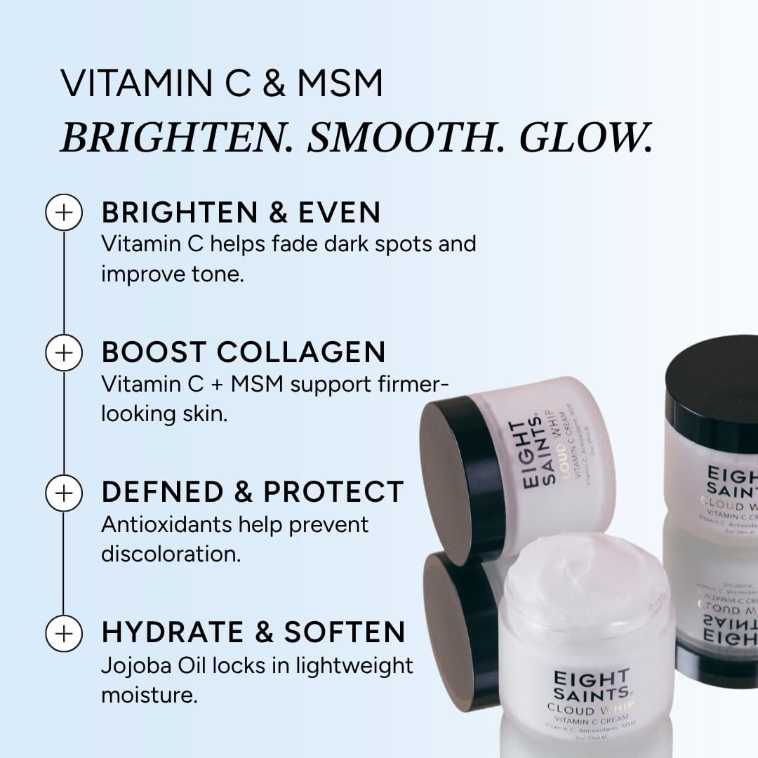Eight Saints Skincare Cloud Whip Vitamin C Face Moisturizer, Day Cream For Women, Anti Aging Cream To Reduce Fine Lines and Wrinkles, with Vitamin B5, Cocoa Butter, and Jojoba Oil, 2 Ounces - Image 5