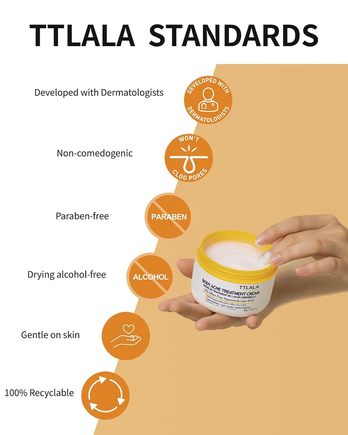 Butt Acne Clearing Treatment, Moisturizer Cream with 2% Salicylic Acid, Tea Tree Oil & Witch Hazel, Body Back Acne Treatment, Cystic Acne Treatment for Skin Delicate and Smooth 2.82oz - Image 6