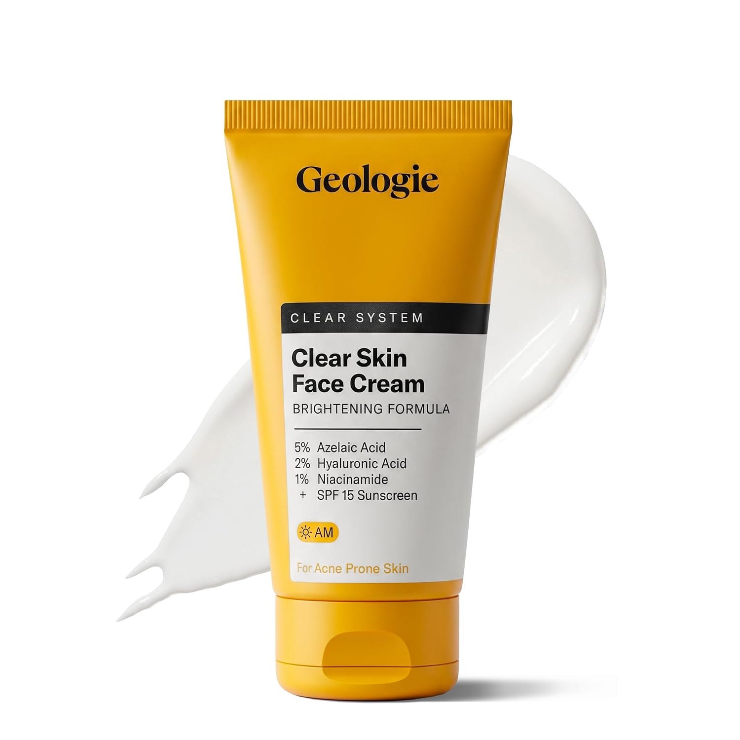Geologie Clear Skin Face Cream | Clear System Daily Moisturizer with SPF15 for Acne-Prone Skin | Azelaic Acid, Niacinamide & Hyaluronic Acid | Lightweight & Oil Free | 60 ML