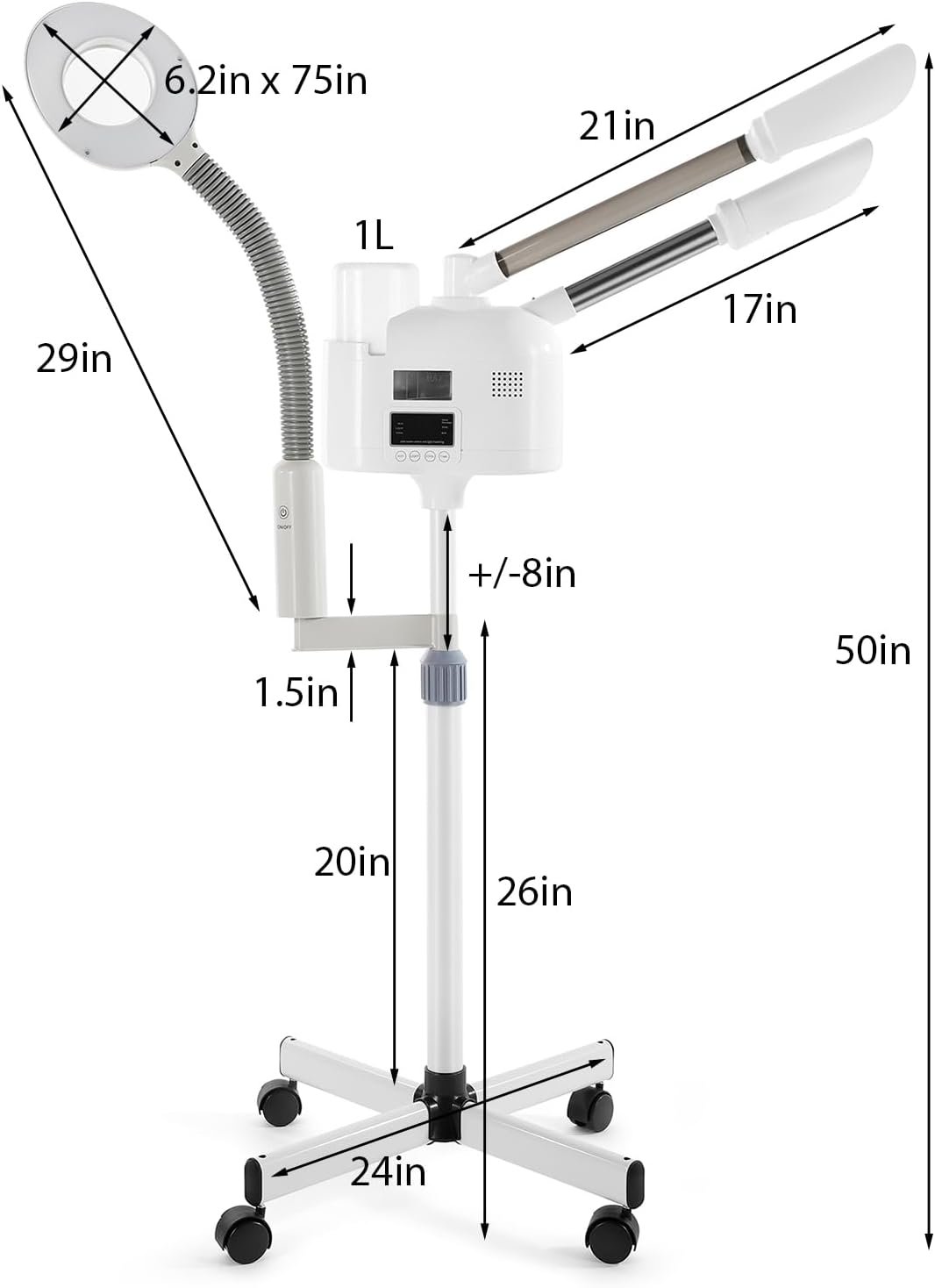 Professional Facial Steamer 3 in 1 Steamer for Face with Hot & Cold Nozzle 5X LED Magnifying Lamp Facial Steamer for Esthetician Beauty Face Equipment Use at Home or Salon - Image 7