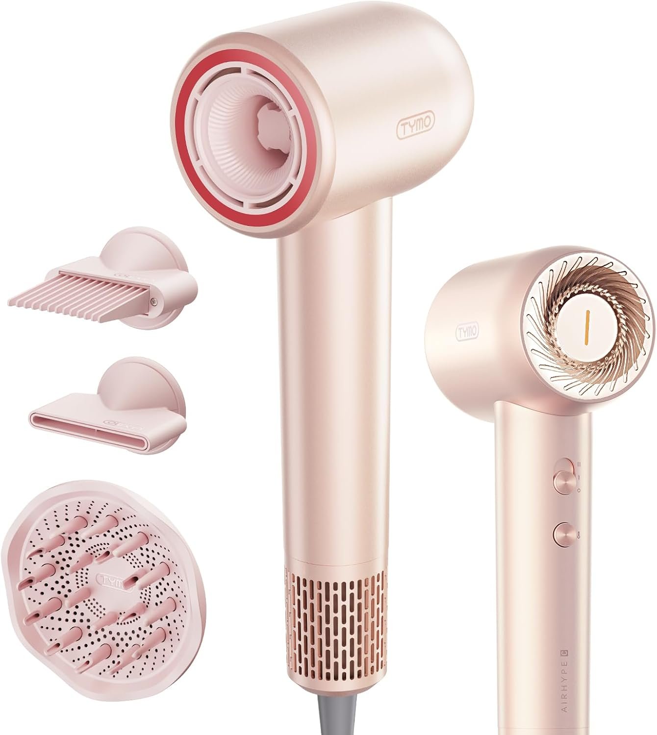 TYMO Blow Dryer with Comb – 1500W Professional High Speed Hair Dryer, 110,000RPM Fast Drying, 200 Million Ionic Hairdryer with Diffuser & Concentrator for Curly Hair, Lightweight & Less Heat Damage