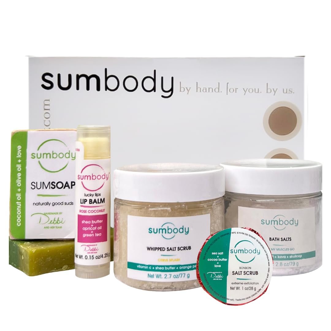 Sumbody USA Made Mini Self Care Gift Set - (6pcs) Men Women Teens All Natural Aromatherapy Body Care Set Skin Care Box, Spa Baskets, Relaxation, Pampering, Mothers Day Graduation Teacher Appreciation
