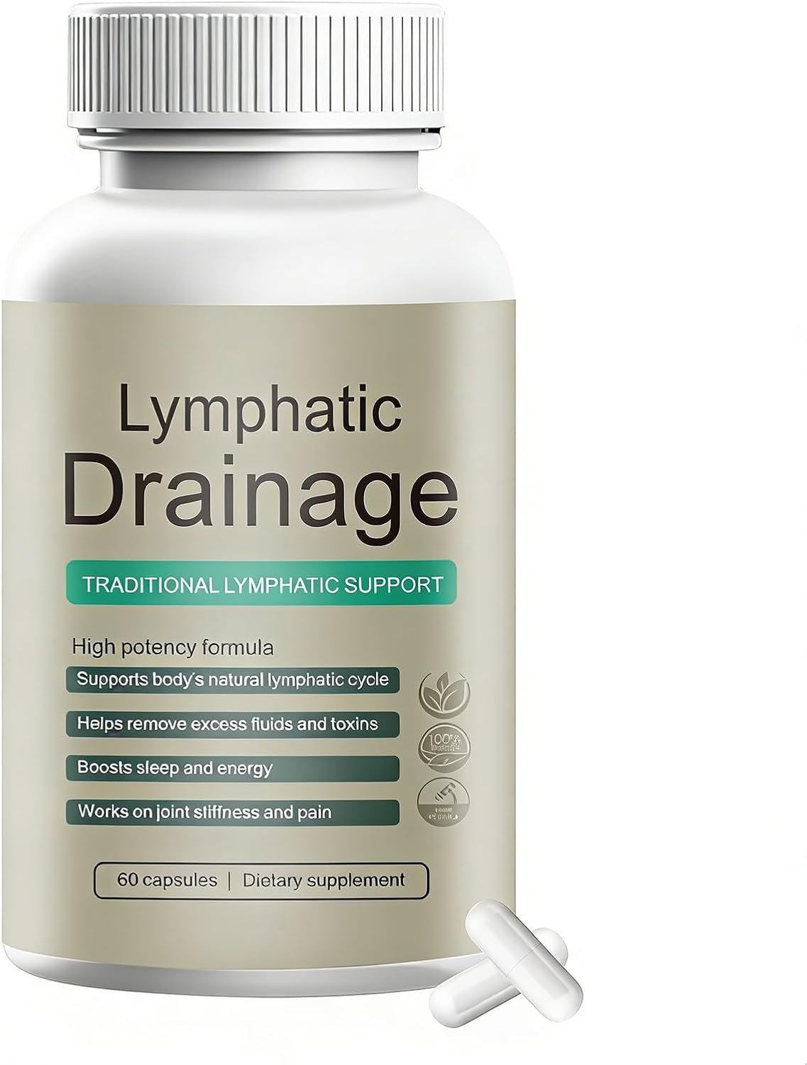 Lymphatic Drainage Capsules - Natural Herbal Blend with Dandelion, Burdock, Kelp & Echinacea - Supports Circulation & Fluid Balance