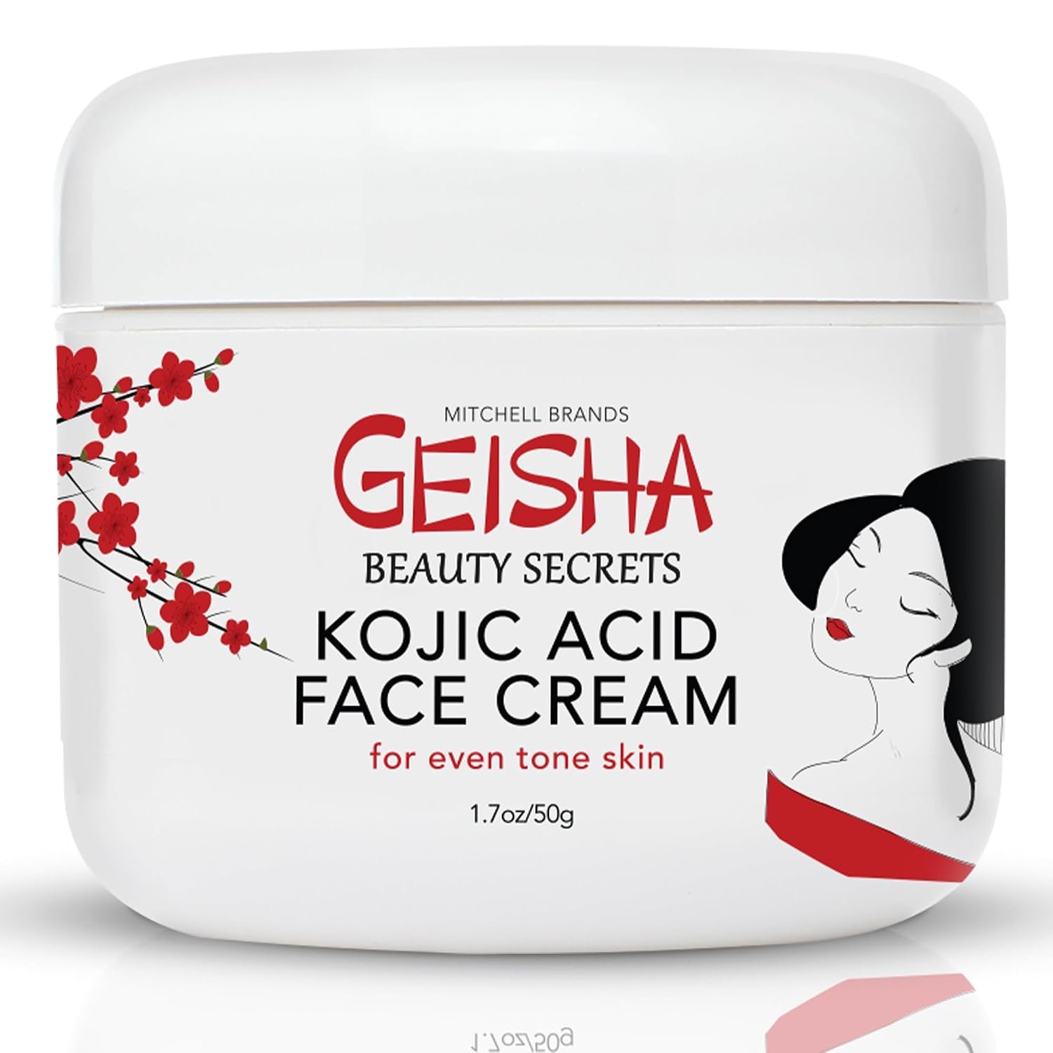 OMIC Geisha Kojic Acid Cream - 1.7 fl oz / 50 ml - Skin Brightening Cream for Face, Body, Hands - with Glycolic Acid