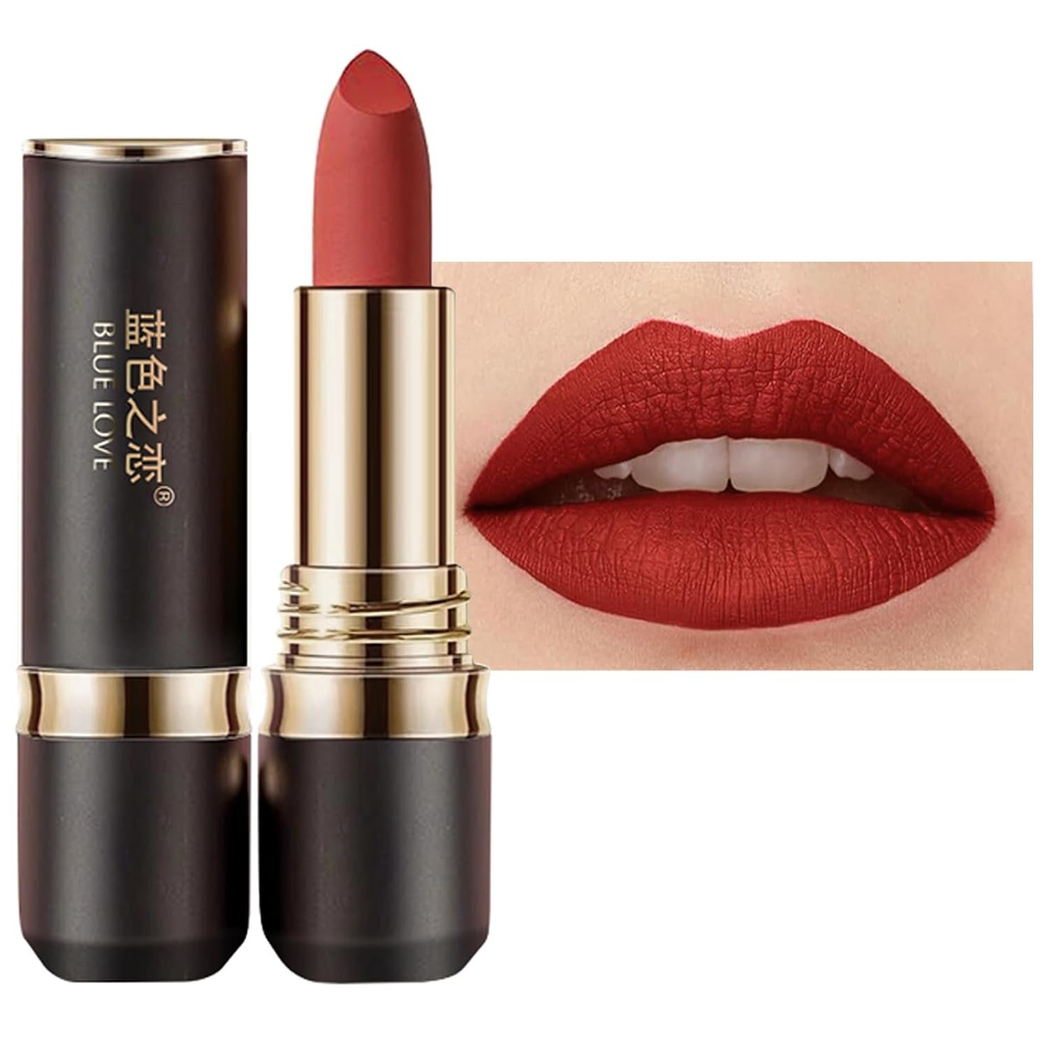 BLUE LOVE Long Lasting Lipstick - Proof Transfer-Resistant, Hydrating Formula for All-Day Wear - Essential Lip Makeup for Women (03 Brownish Red)
