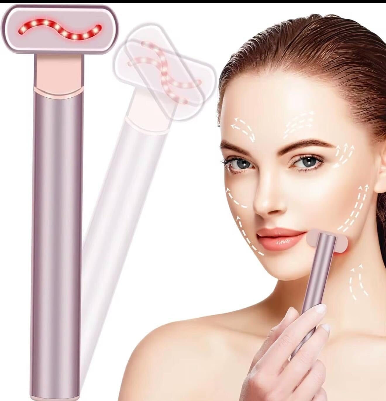 4-in-1 Facial Device with Red Light Therapy – Anti-Aging, Skin Rejuvenation, Pore Cleaner, Microcurrent Tool – USB Rechargeable & Travel-Friendly - Image 6