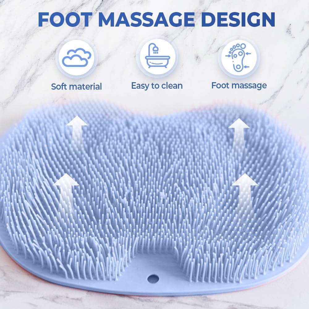 Shower Foot Scrubber Mat with Non-Slip Suction Cups, Shower Foot and Back Scrubber Massage Pad, Shower Foot Scrubber Mat Back Washer for Men and Women - Image 2