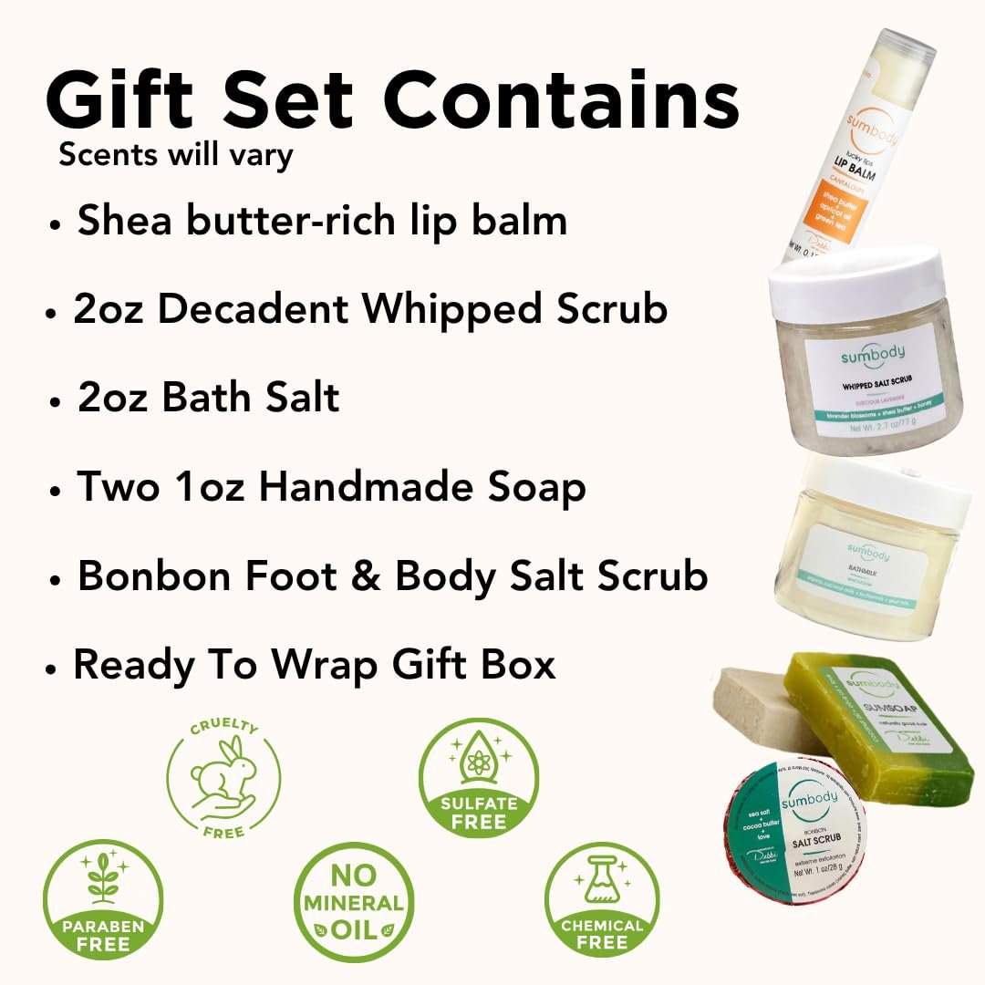 Sumbody USA Made Mini Self Care Gift Set - (6pcs) Men Women Teens All Natural Aromatherapy Body Care Set Skin Care Box, Spa Baskets, Relaxation, Pampering, Mothers Day Graduation Teacher Appreciation - Image 4