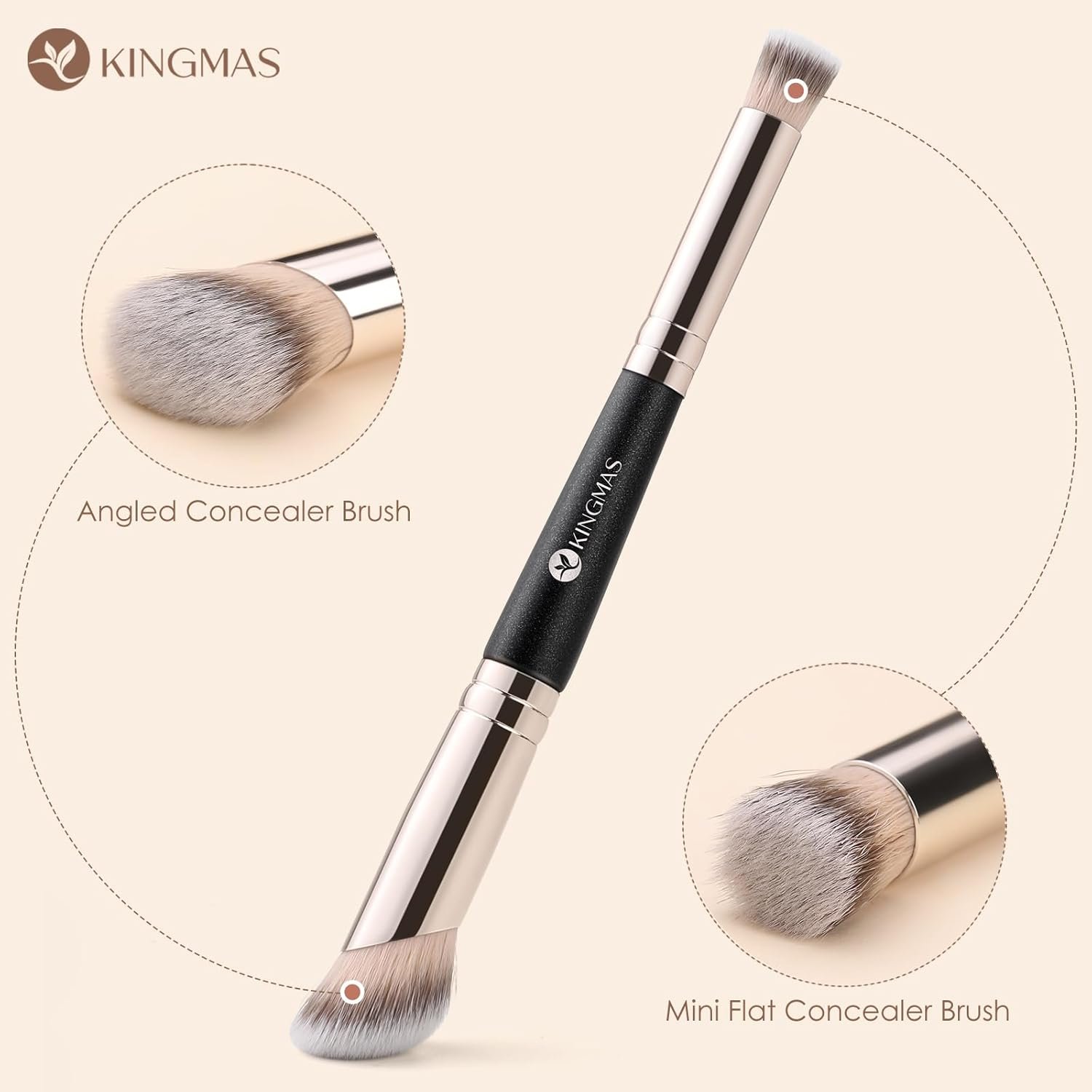 KINGMAS Foundation Concealer Brushes, 2PCS Premium Dual Ended Makeup Brush Set for Powder and Liquid Contour Blending Bronzer Concealer Cream Blush Brush - Image 5