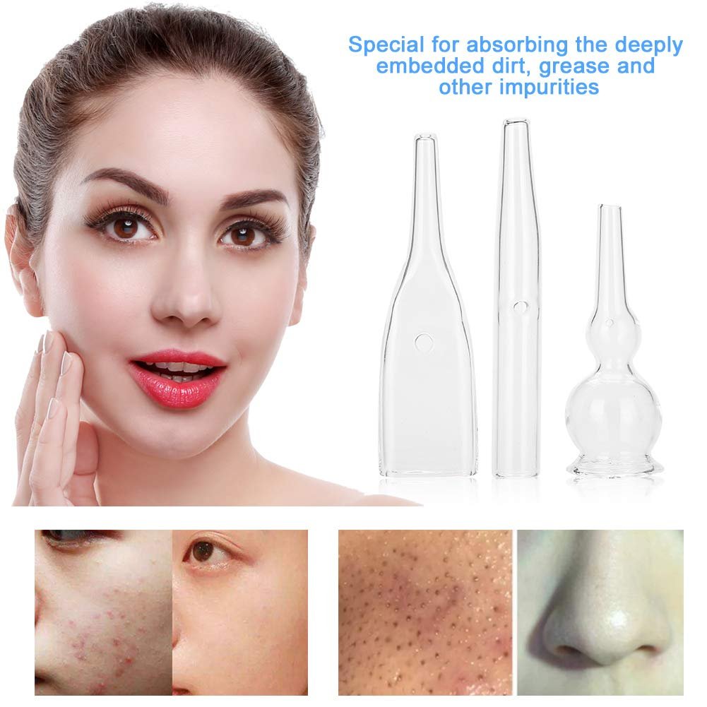 Nikou Vacuum Glass Tube, 3 Pcs Glass Pipes for Vacuum Face Cleanser Blackhead Removal Machine Accessories Deep Pore Cleaning Tools, Compatible with Most Suction Beauty Devices - Image 2