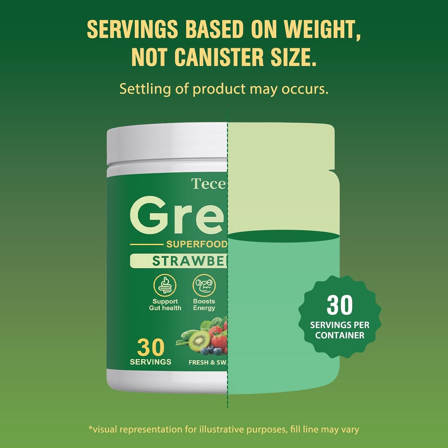 Super Greens Powder Superfood, Greens Juice Drink Mix with Spirulina, Chlorella, Adaptogens & Fiber, Digestive Enzymes, Pre + Probiotics Supplement for Women & Men Bloating & Gut Health, 30 Servings - Image 8