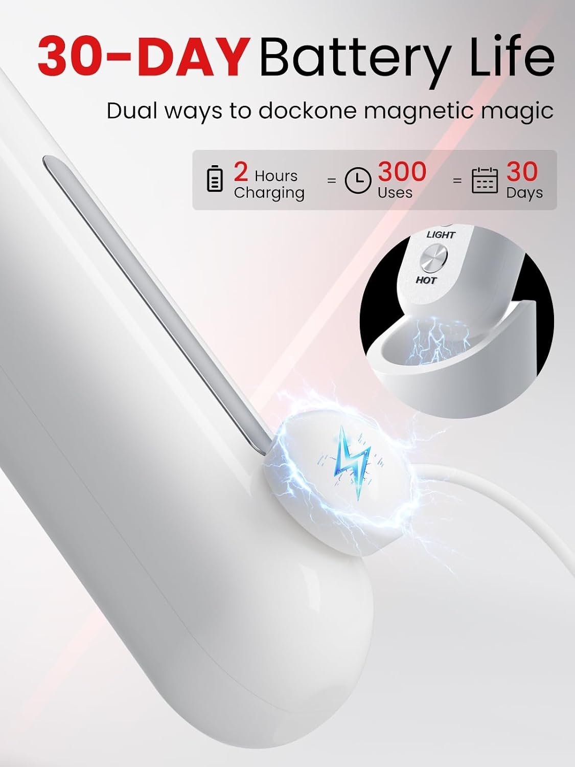 Facial Neck Massager Portable Charging Dock - 3 Heat Settings, Vibrating Face Massage, 9-Color LED Light & 72Hrs Battery | Home Spa Travel Skincare - White - Image 6