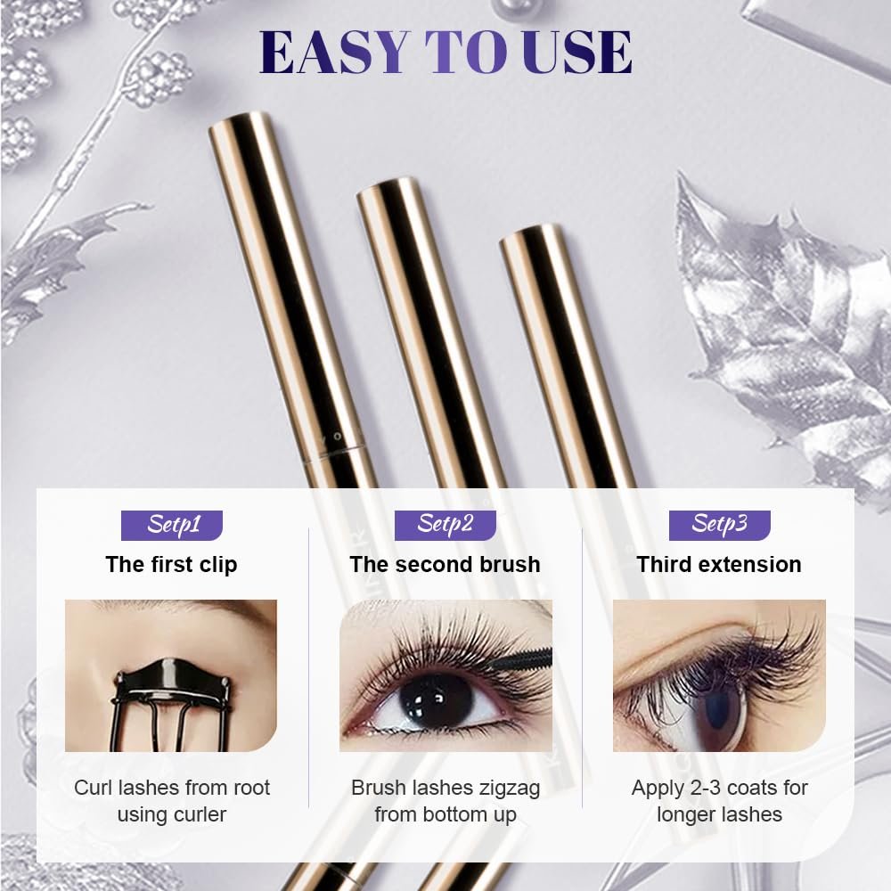 Ultra-Fine Lengthening Waterproof Quick-Dry Mascara, Black Mascara for Fine Short Lash Older Women Mulit-layered Lashes,Ultimate Length Volumizing Lower Bottom Lashes Mascaras (Black) - Image 4