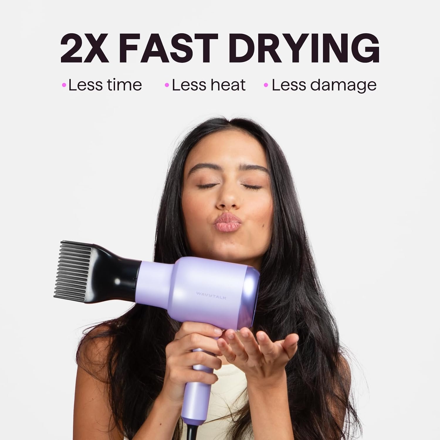 Wavytalk Blown Away onic Hair Dryer Purple and 1 Inch Negative Ion Hair Straightener - Image 2