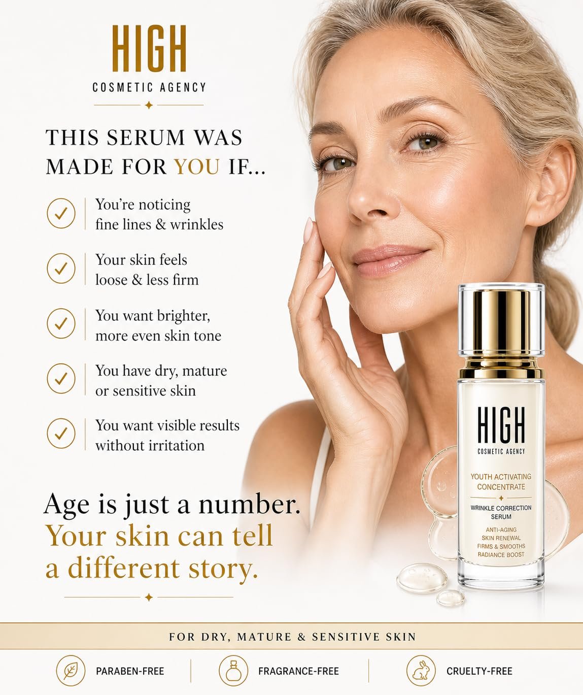 HIGH – Youth Activating Face Serum – Retinol, Peptides & Vitamin C – Anti-Aging Wrinkle Correcting Serum for Fine Lines, Crow's Feet & Puffiness – Firms & Brightens Skin – For Women - Image 5