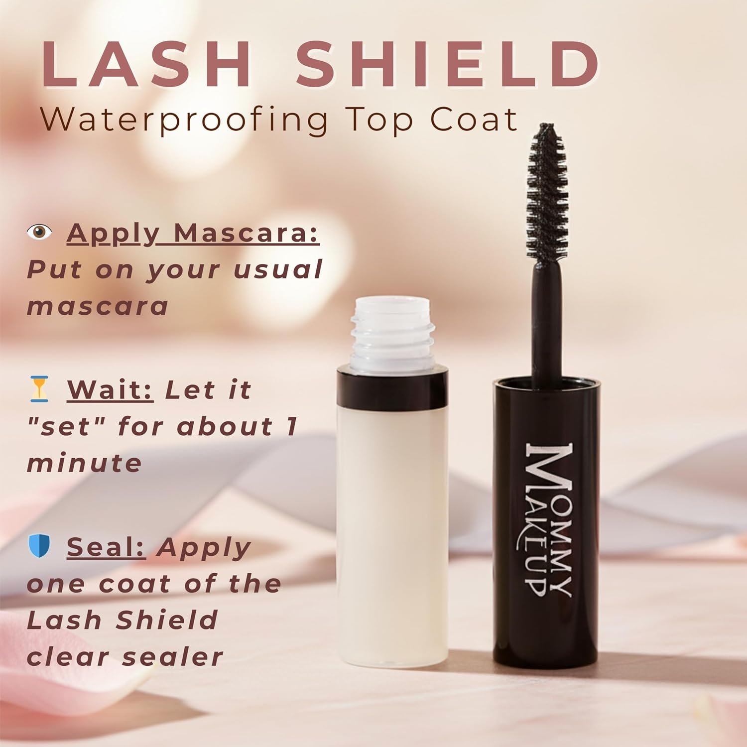 Lash Shield Waterproofing Top Coat for Mascara & Brows - Sweatproof, Tear-proof, Waterproof, Smudge-proof Mascara Fixer - Long Lasting Clear Eyelash Sealer by Mommy Makeup - Image 2