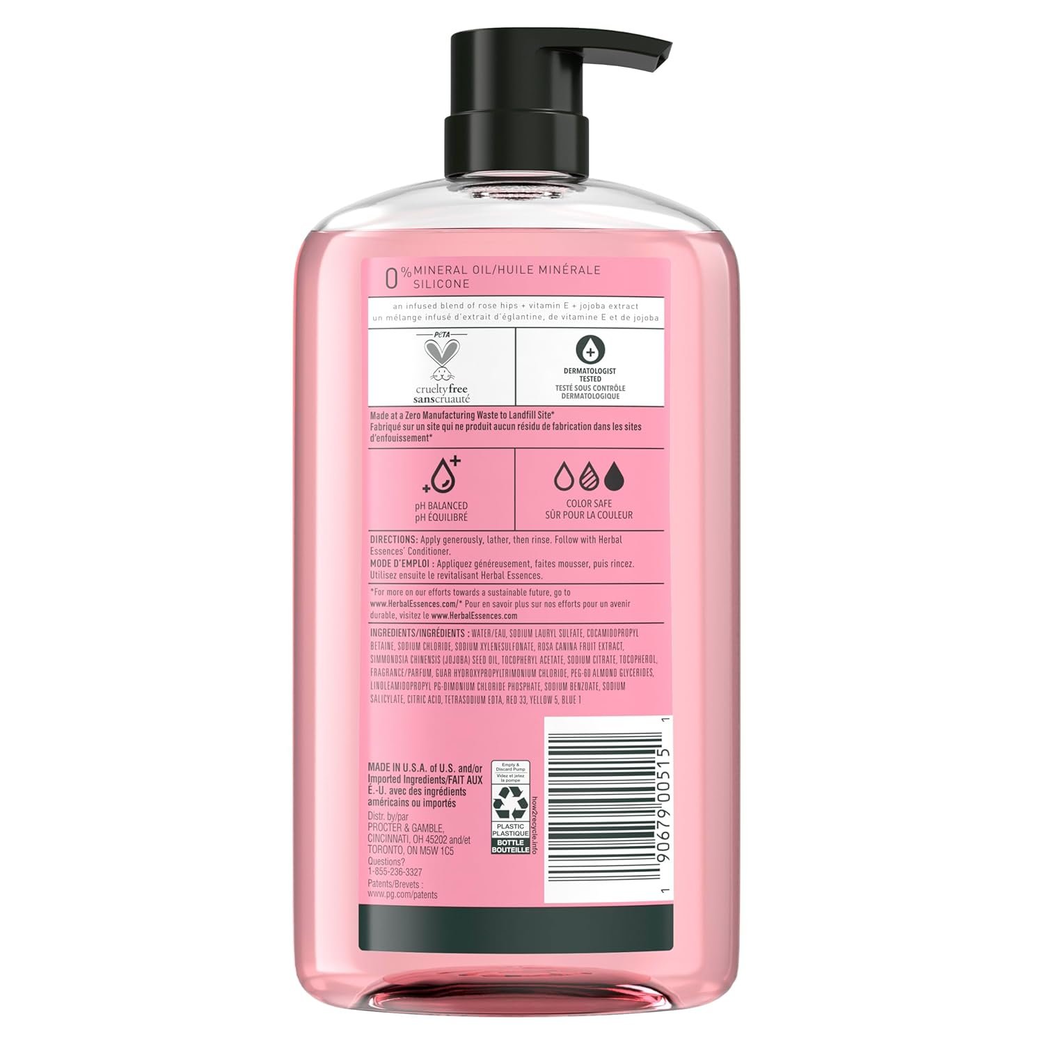 Herbal Essences Shampoo, Rose Hips - Smooth Collection, Shiny Hair with Vitamin E & Jojoba, Safe for Color Treated Hair, Floral Scent, Cruelty-Free, Dermatologist-Tested, 29.2 Fl Oz - Image 10