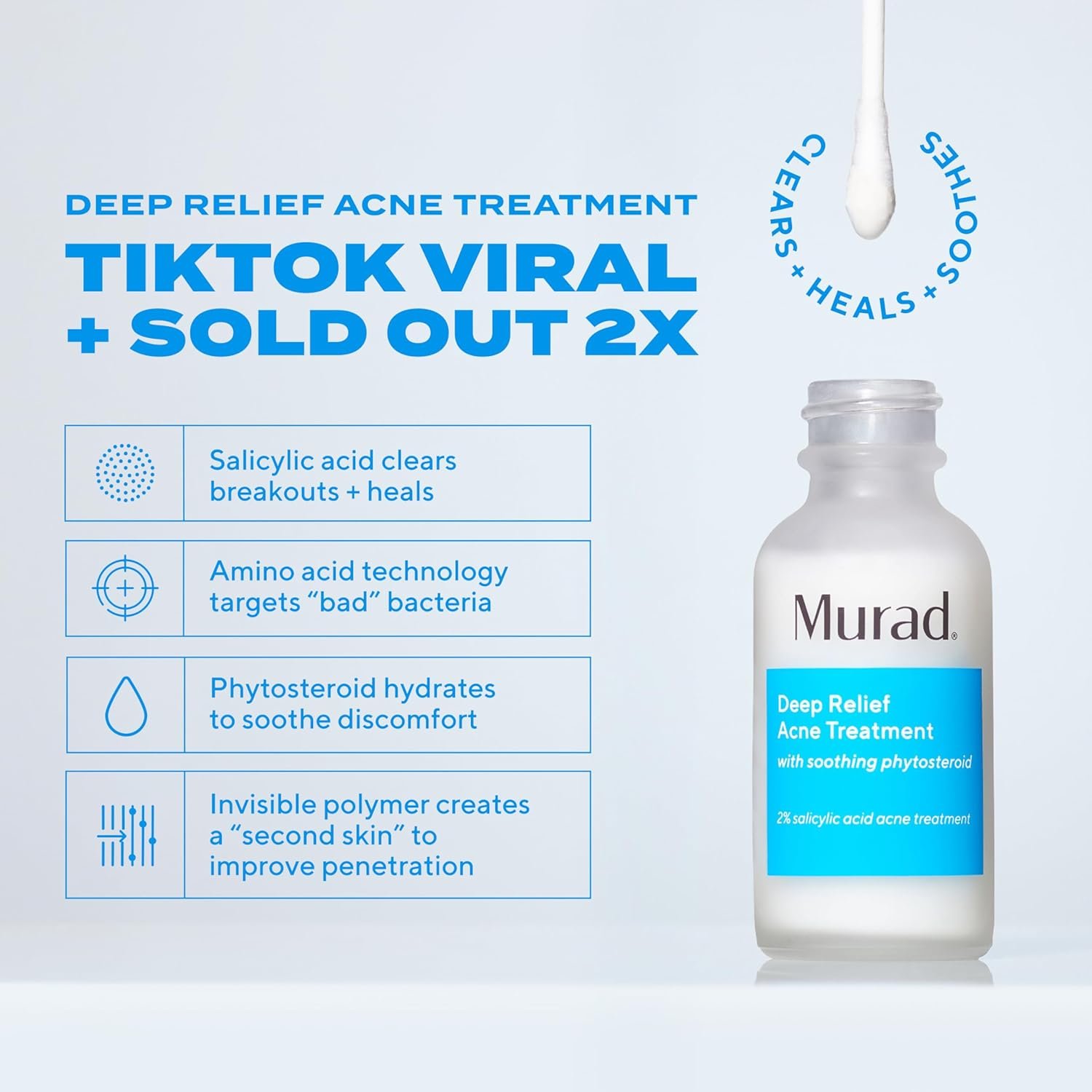 Murad Deep Relief Acne Spot Treatment with 2% Salicylic Acid – Patch-Like Liquid Treatment for Deep, Hormonal Acne & Breakouts – 1 Fl Oz - Image 3