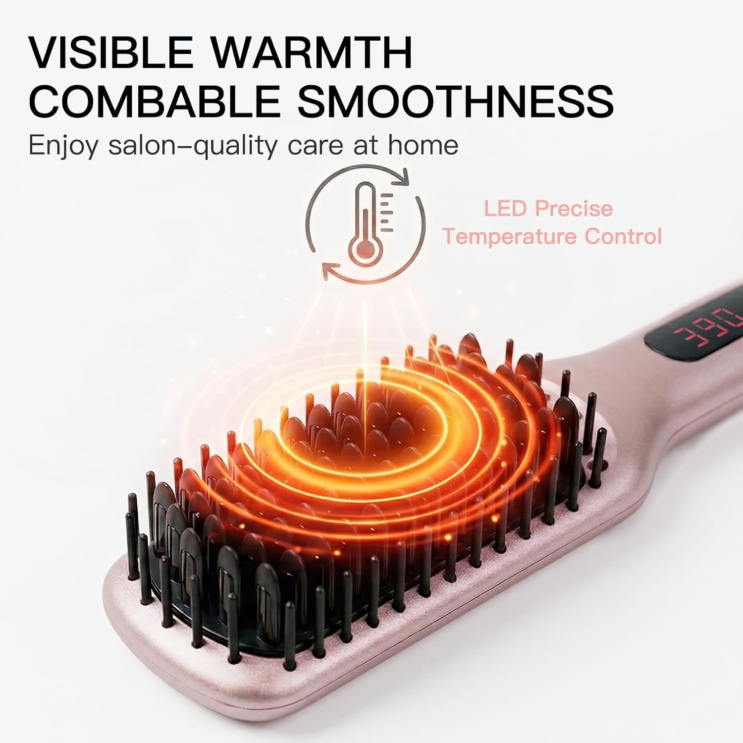 MegaWise Hair Straightener Brush KL1025-2-in-1 Ionic Hair Straightening & Detangling Brush with Adjustable Temperature, Anti-Scald Technology, and Auto Shut-Off - Ideal for All Hair Types - Image 9