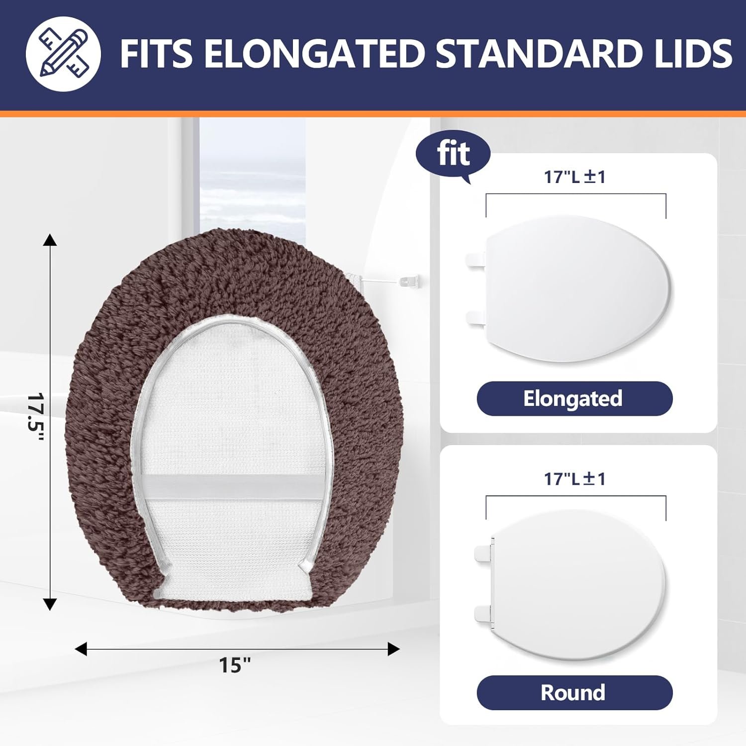 Bathroom Rugs Sets 3 Piece with Adjustable Toilet Seat Cover 17.5"x 15" Machine Washable Bath Rug Set with TPR Non Slip Rubber Backing Solid Bath Mat Set for Luxury Bathroom Decoration - Image 3