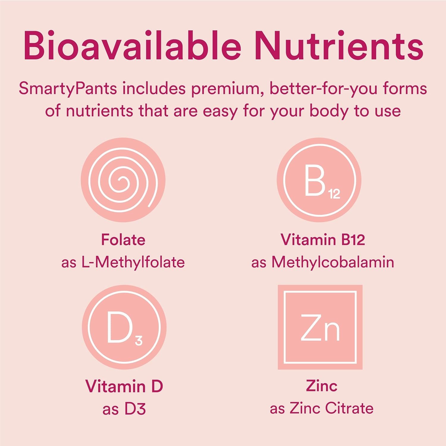 SmartyPants Women's Multivitamin Gummies, Sugar Free: Biotin, Methylfolate, Omega 3 (ALA), Vitamin D3, C, Vitamin B12, B6, A, K & Zinc, Inositol, Gluten Free, 60 Count (20 Day Supply) - Image 8