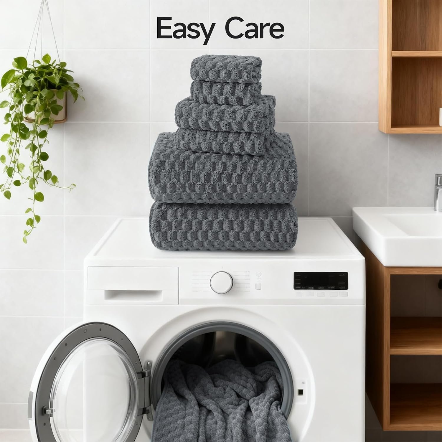 REDKISS Gray Bath Towel Sets XL - 35"x70" Extra Large Bathroom Towels of 6, Super Soft Oversized Bath Sheets for Adults, Microfiber Baths Towels Set, Luxury Shower Towel for Bathroom Hotel - Image 7
