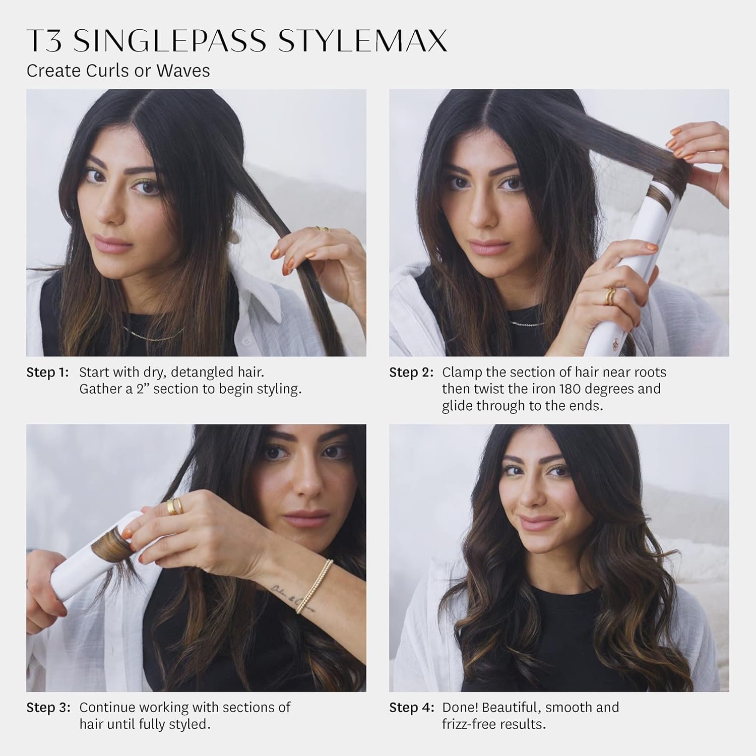 T3 SinglePass StyleMax Professional 1" Ceramic Flat Iron with Custom Heat Automation, 9 Heat Settings, Longer Ceramic Plates, for Straightening, Waving, Curling & Styling - Image 11