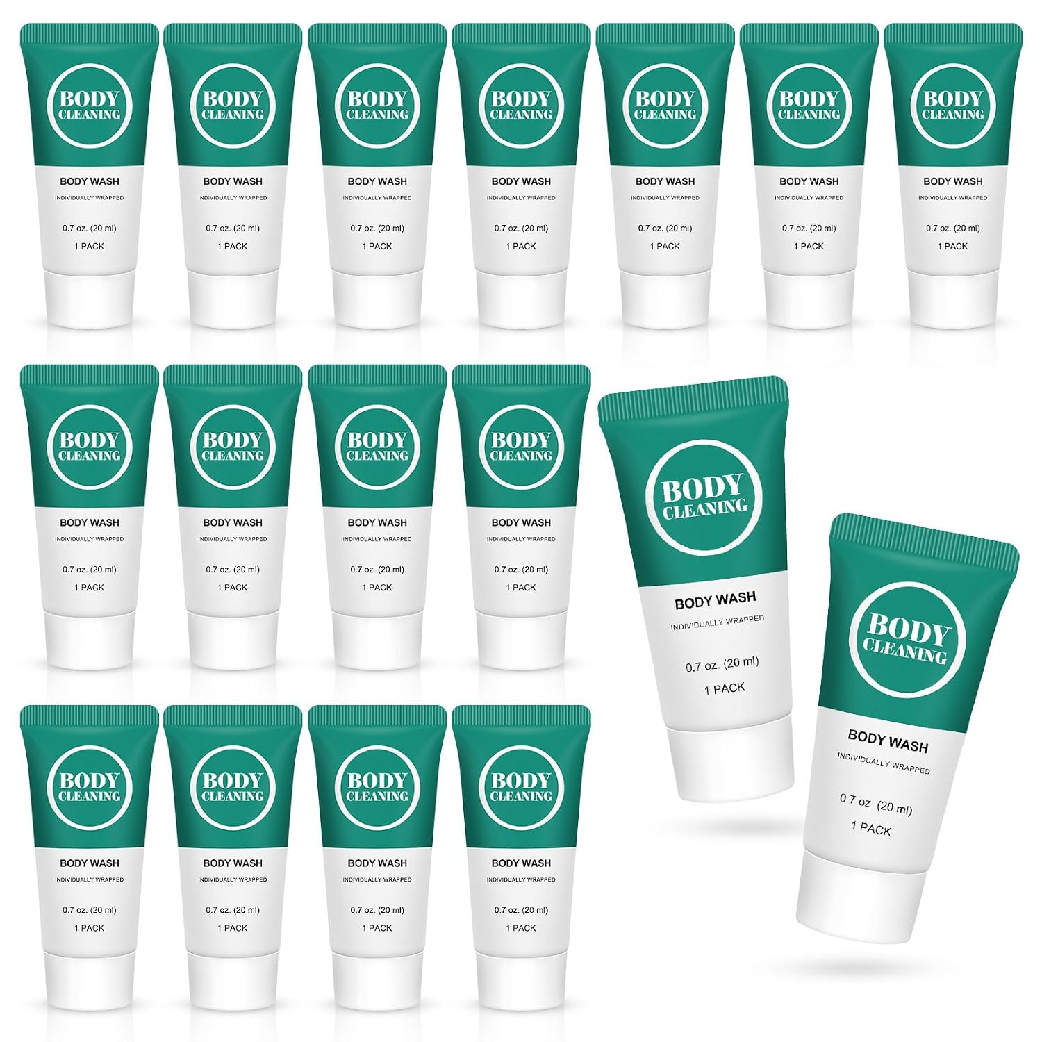 Travel Size Body Wash, Mini Shower Gel Set, 20 ml Individually Wrapped Bulk Trial Sample Small Single Use Toiletries Amenities Kit for Men & Women for Hotel/Camping/Homeless 0.7 Fl Oz (Pack of 30)