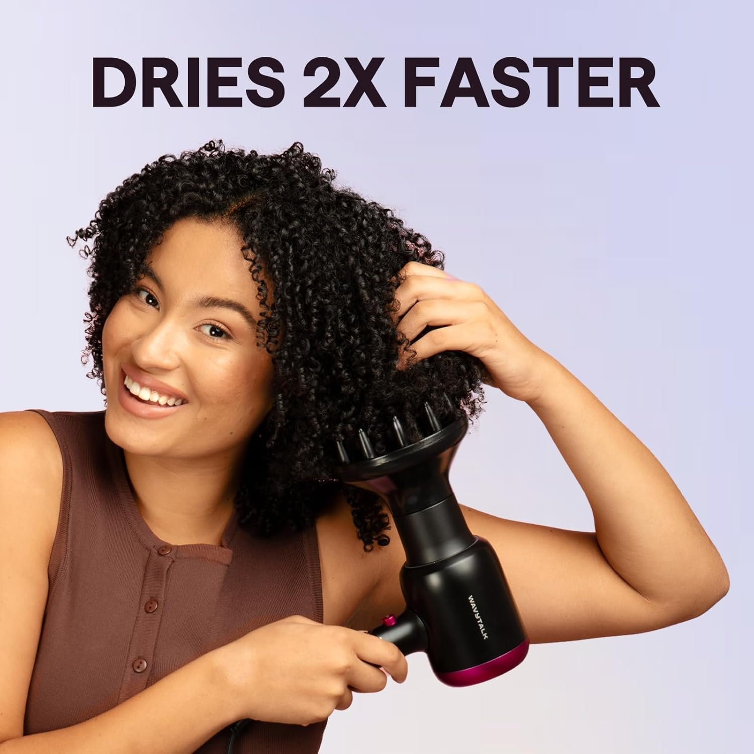 Wavytalk Hair Dryer, Blown Away Ionic Hair Dryer for Curly Hair with Diffuser, 1875W Fast Drying Blow Dryer with Ceramic Technology, 3 Attachments for All Hair Types, Light and Quiet, Rose Gold - Image 3