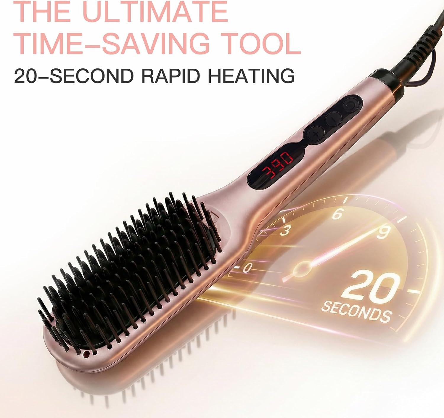 MegaWise Hair Straightener Brush KL1025-2-in-1 Ionic Hair Straightening & Detangling Brush with Adjustable Temperature, Anti-Scald Technology, and Auto Shut-Off - Ideal for All Hair Types - Image 2