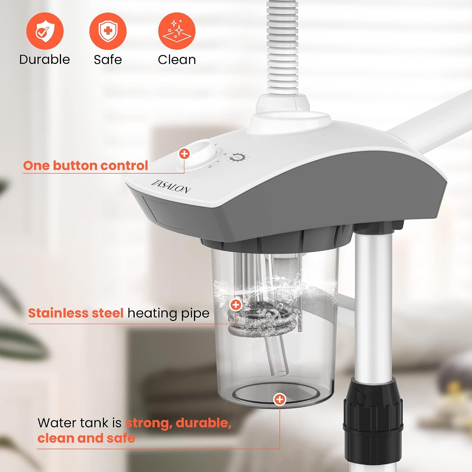 TASALON Professional Facial Steamer Tools for Esthetician, Skin Care and Deep Cleaning, 2 in 1 Face Machine with 3X Magnifying Foldable Arm, Ozone Face Steamer for Facial, Hot Mist Skincare, White - Image 3
