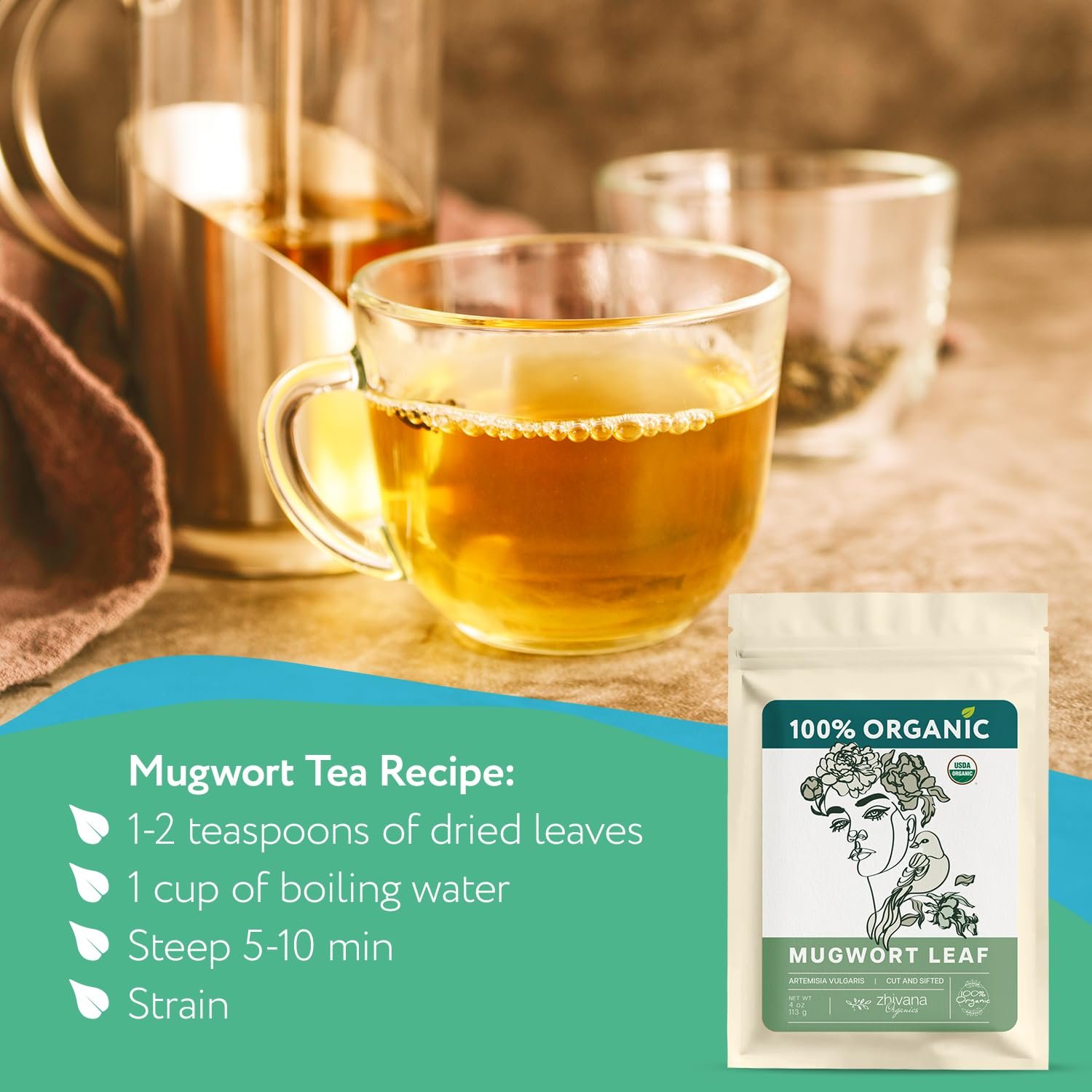 Mugwort Tea Organic Loose Leaf (4oz) – Mugwort Herb - Artemisia Hierba Seca Organica – Dried Mugwart Leaves - Image 8
