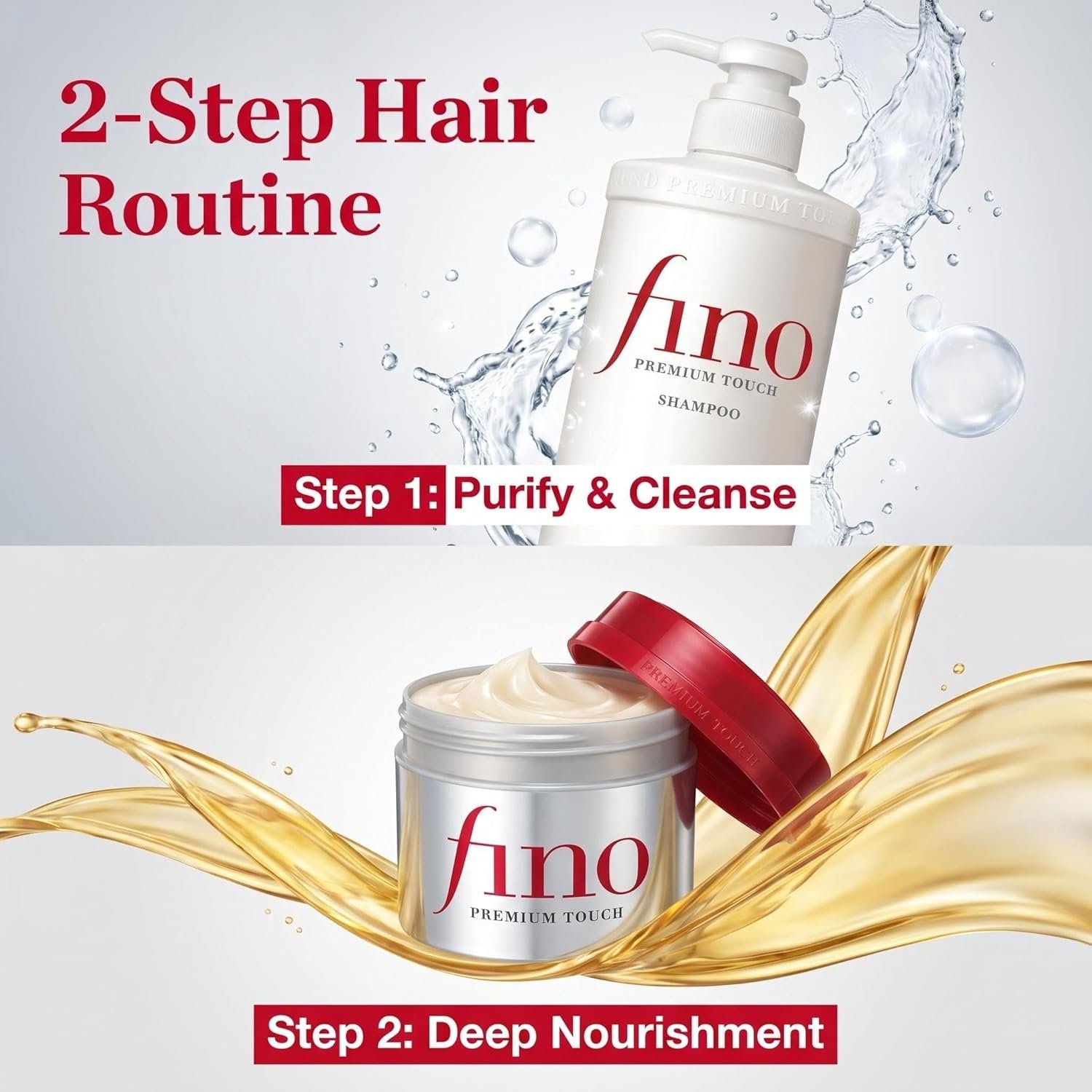 Fino Premium Touch Shampoo & Hair Mask Set, Royal Jelly Deep Repair & Intensive Hydrating Treatment for Frizzy, Dry, Damaged Hair, Anti-Breakage Japanese J-Beauty Bundle (550ml + 230g) - Image 4