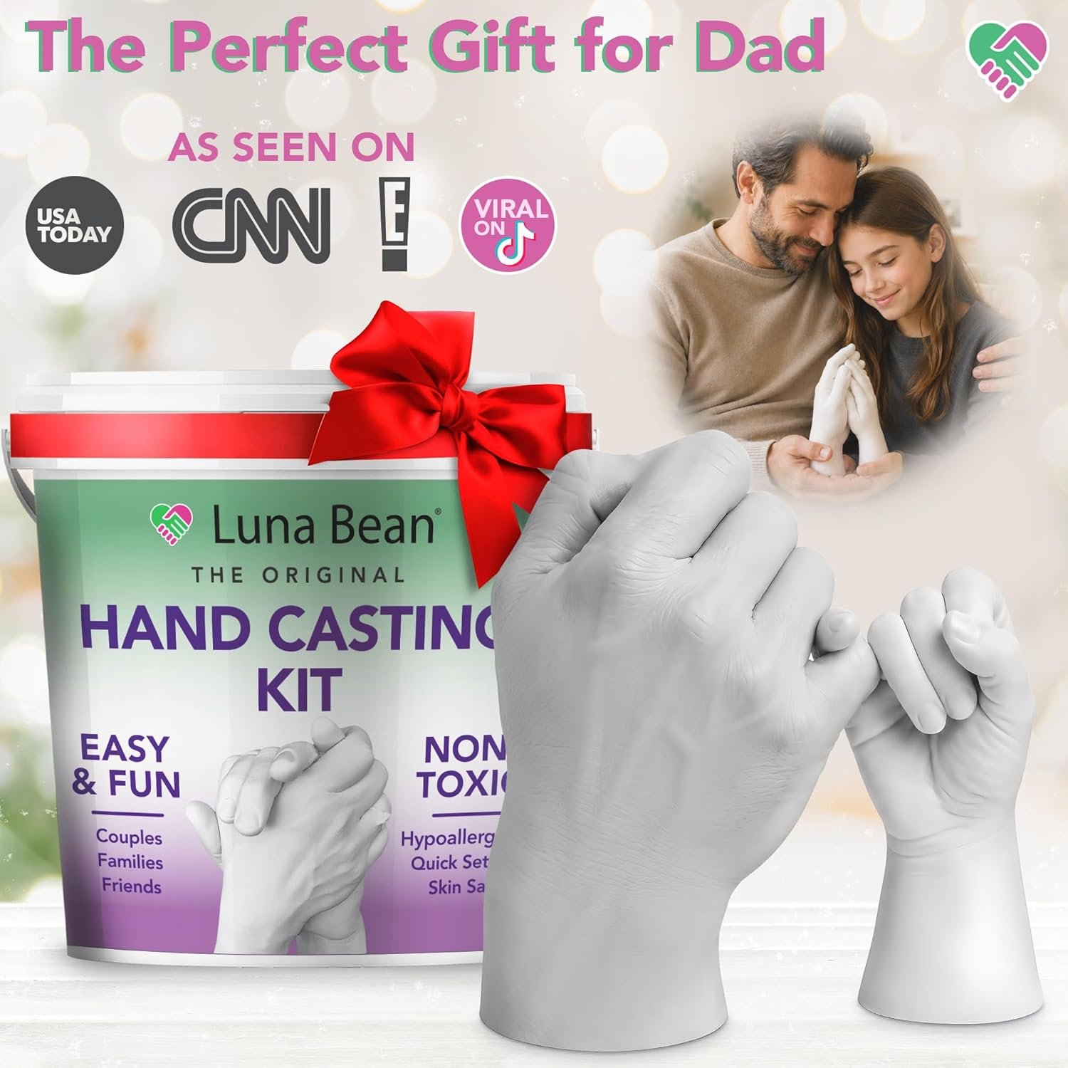Luna Bean Hand Casting Kit – The Original Hand Mold Kit for Couples – Fathers Day Gift for Dad - Anniversary Engagement Birthday Gifts for Women Men Mom Wife Boyfriend Girlfriend Wedding Bridal Shower - Image 2